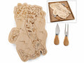 Tagliere / set formaggio / aperitivo in legno con sagoma Italia, intagli, set da 2 pezzi, Tagliere: cm 22 x 32,5 H