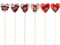 Cuori decorativi in legno con stampa orsetto su stick in legno, set da 36 pezzi, cm 7 H (con stick 34)