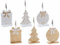 Memoclip di Natale in legno sagomato a ghirlanda, pacco regalo e albero, set da 18 pezzi, Pino: cm 7,5 x 3,5 x 9,5 H