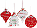 Decorazioni in legno da appendere con frasi di Natale e fiocco, set da 12 pezzi, cm 13,5 x 18 H