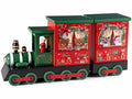 Calendari dell'Avvento in legno a forma di trenino natalizio con 24 cassetti, cm 40 x 11 x 19 H