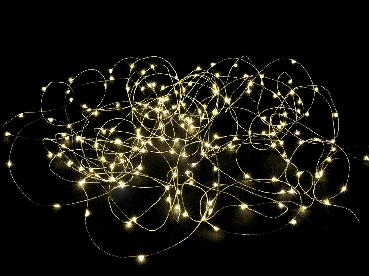 Fili di luci natalizie 18 metri con 180 Mini LED bianco caldo e cavo, m 18 con luci+5 solo cavo