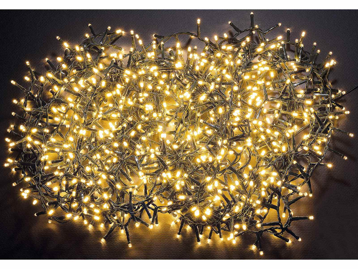 Filo luci 25 metri per luminarie natalizie con 1000 LED bianco caldo, cavo, m 25 con luci+5 solo cavo