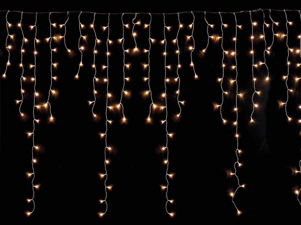 Luci natalizie a pioggia, cascata con 80 fili pendenti a stalattite e 656 led, Cascata: m 8 x 1,50 H