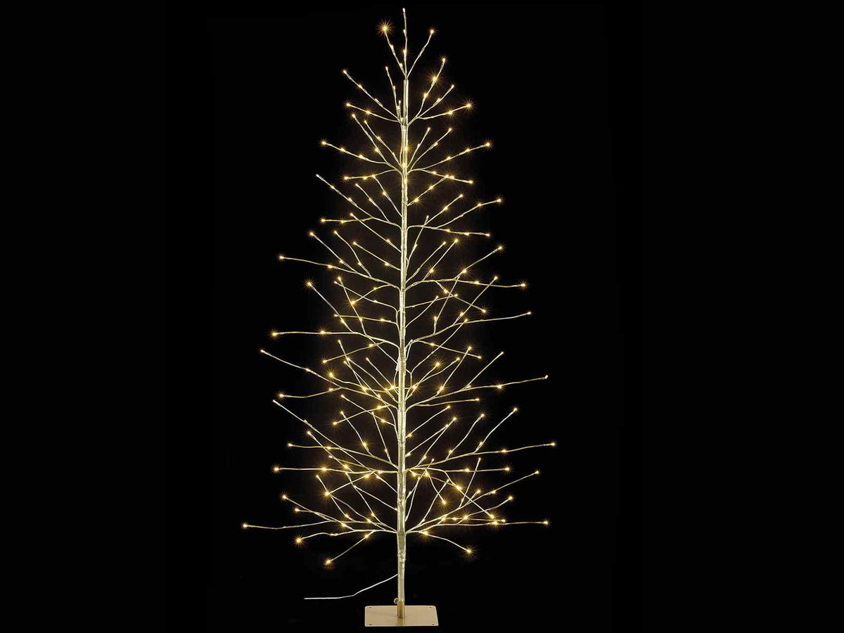 Albero di Natale luminoso con rivestimento dorato m 1,80 H con 232 luci LED, M 1,80 H