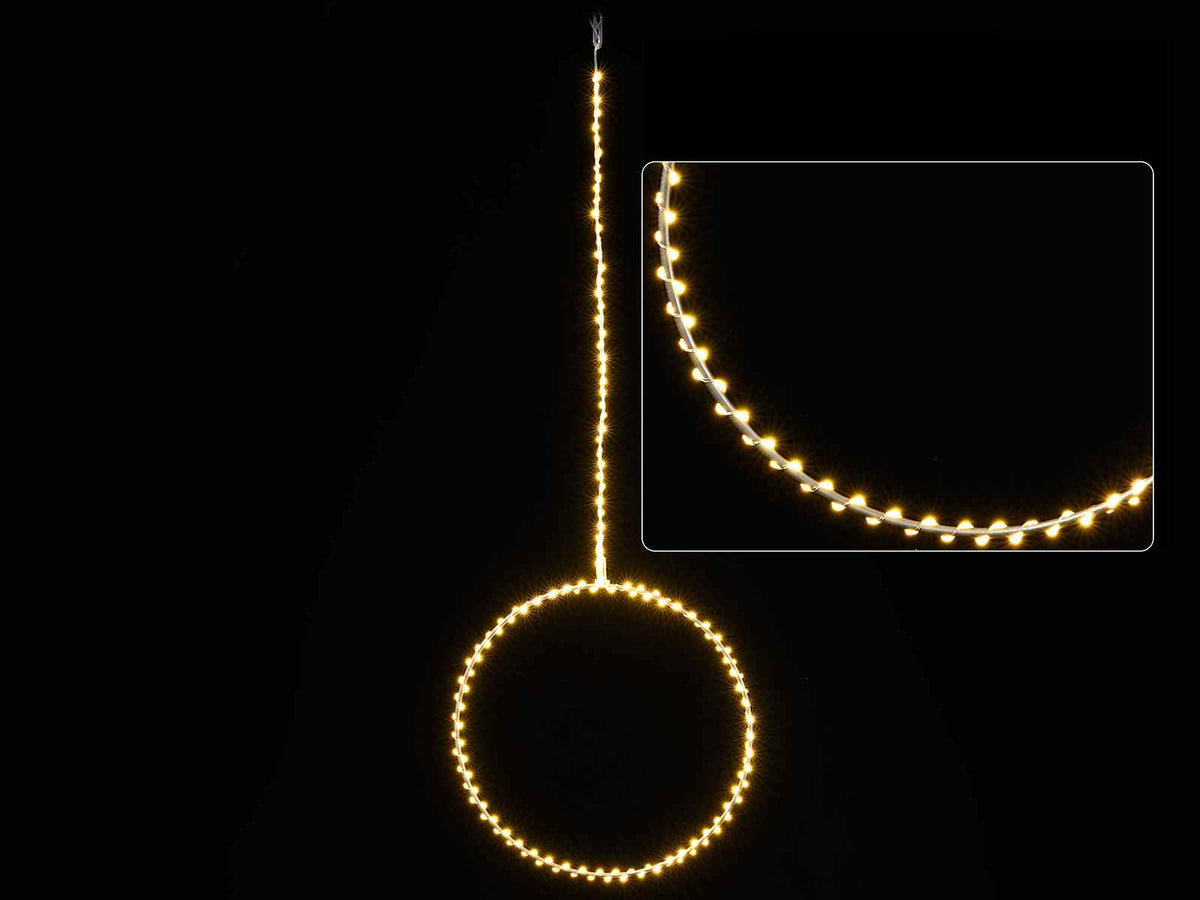 Cerchi luminosi natalizi da appendere con 150 luci led bianco caldo, Ø 30 cm