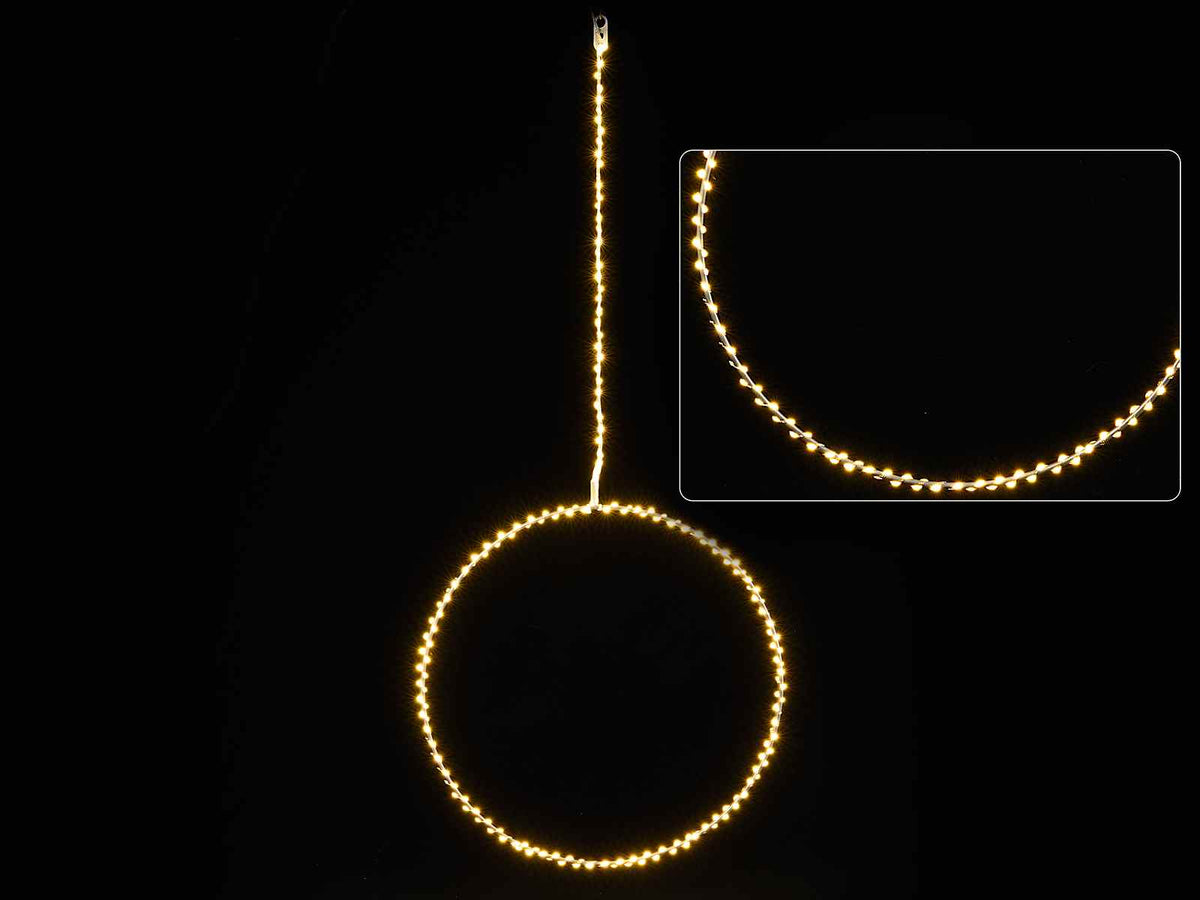 Cerchi luminosi natalizi con 190 luci led bianco caldo da appendere, Ø 40 cm