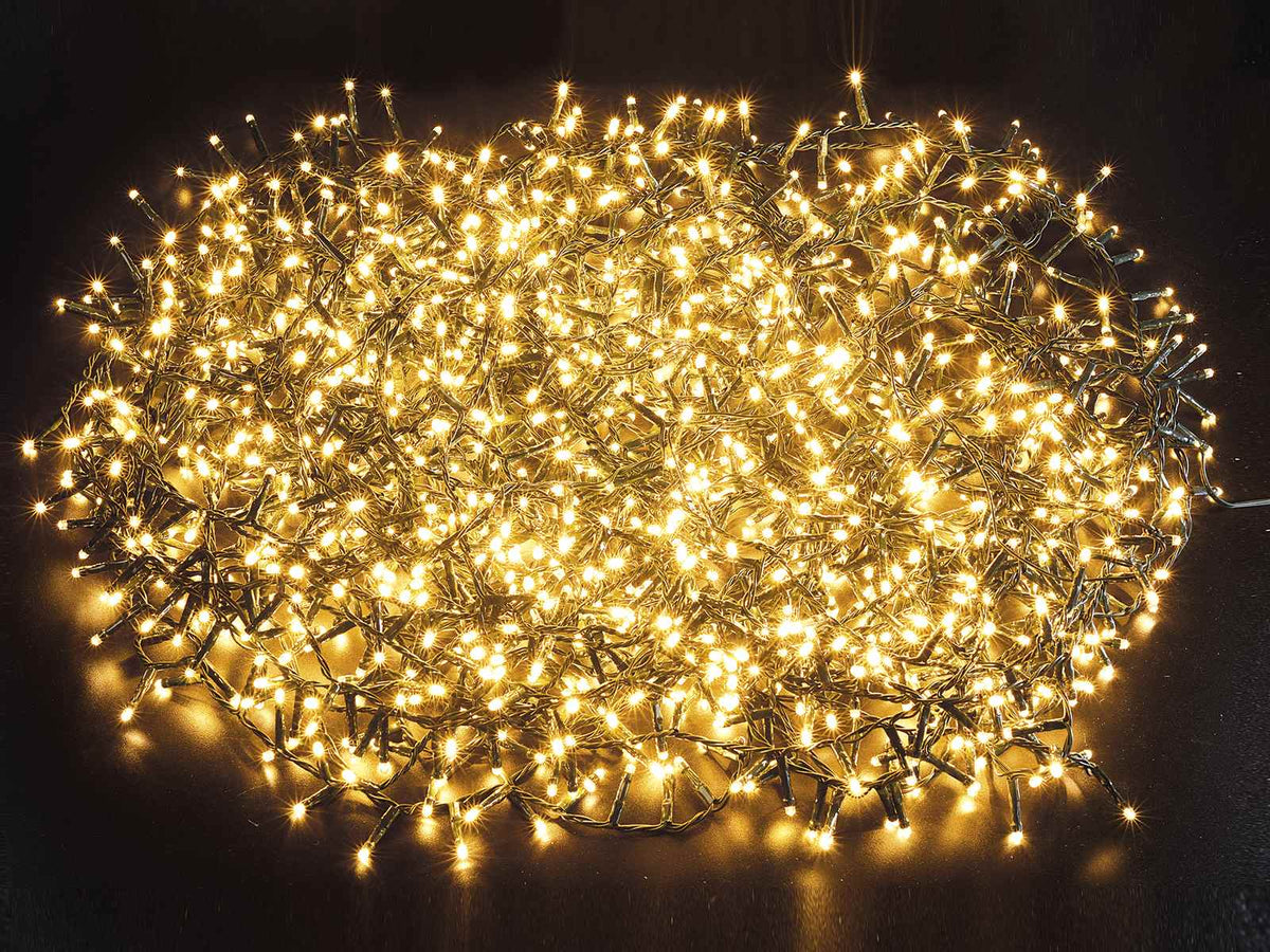 Fili di luci di Natale da 30 metri con 1500 luci led bianco caldo e cavo verde, m 30 con luci+5 solo cavo