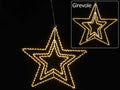 Stelle triple luminose movibili da appendere con 409 led bianco caldo, Aperta: cm 58,5 x 38 x 55 H