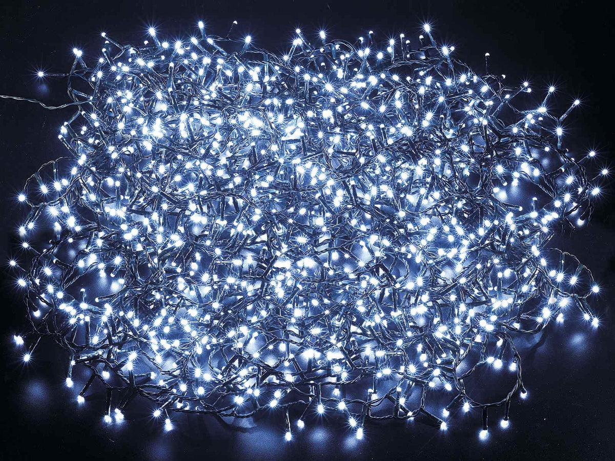 Fili di luci luminarie natalizie con cavo verde da 30 metri con 1500 led bianco, m 30 con luci+5 solo cavo