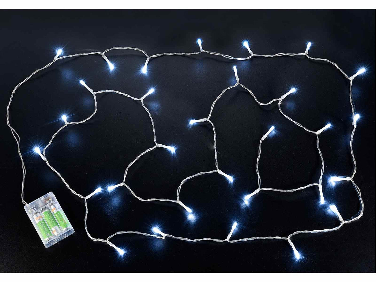 FIli di luci / luminarie a batteria 3 Metri con 30 led bianco freddo e cavo, set da 8 pezzi, cm 300 c / luci+30 solo cavo
