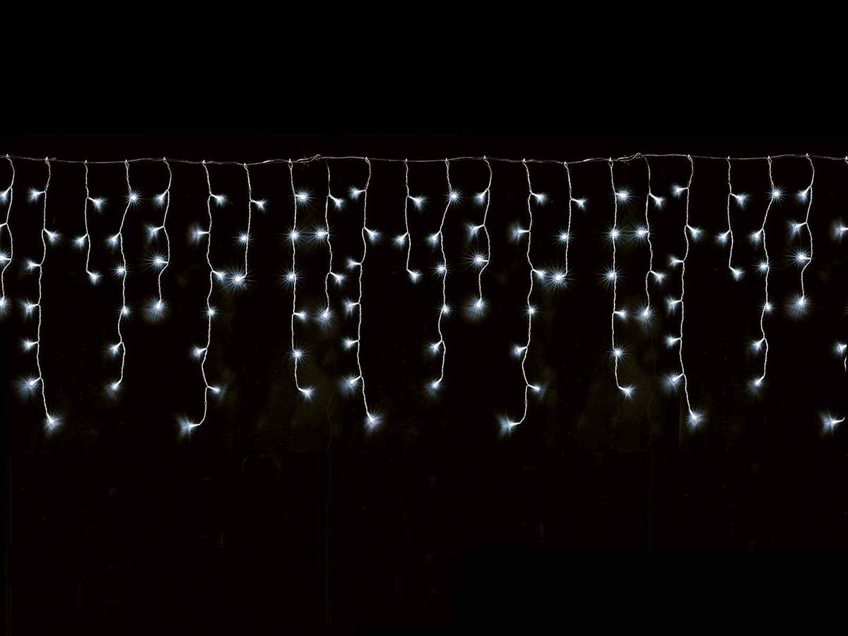 Luci luminarie a pioggia con 180 fili pendenti e 900 led bianco freddo. Per uso, Cascata: m18 x 70 cm H