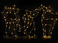 Renne e angeli natalizi in metallo dorato e luci Led bianco caldo. Ideale, set da 3 pezzi, Renna:cm 24 x 6,5 x 37 H