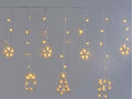 Luminose decorazioni a pioggia con decori pendenti, 12 fili e 138 LED bianco, Cascata: mt 2 x 75 cm H
