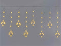 Luminose decorazioni a pioggia con cuori pendenti, 12 fili e 108 LED bianco, Cascata: mt 2 x 60 cm H
