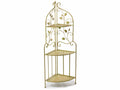 Mobiletti angolari in metallo verde / oro a 3 ripiani con dettagli a foglia, cm 49 x 35 x 126 H