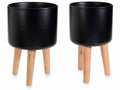 Set di vasi cilindrici in metallo nero con superficie testurizzata, Grande: Ø 28 cm x 42,5 H