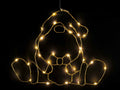 Decoro luminoso a gnometto Babbo Natale in metallo con pacco e luci LED, set da 2 pezzi, cm 34,5 x 27,5 H