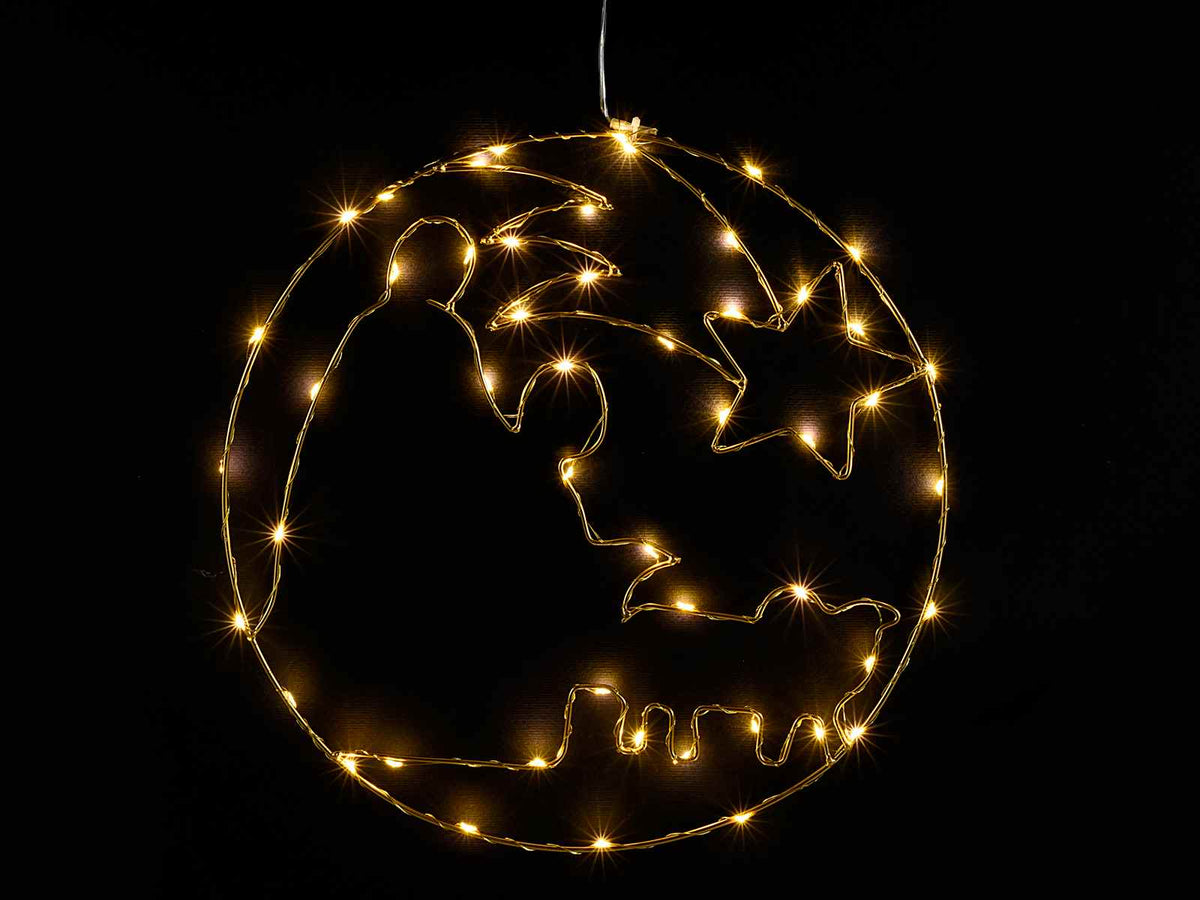 Luminaria Presepe / Sacra Famiglia in metallo con luci LED bianco caldo, set da 2 pezzi, Ø 35 cm