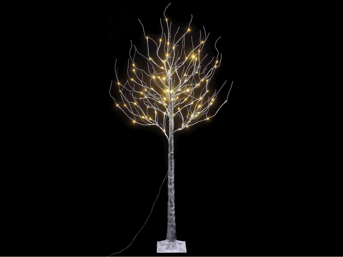 Alberi luminosi natalizi nero innevato m 1,80 H con 96 led bianco caldo e 36, M 1,80 H