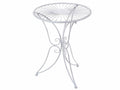 Tavolini tondi in metallo bianco anticato effetto vintage con gambe a farfalla, Ø 44 cm x 54 H
