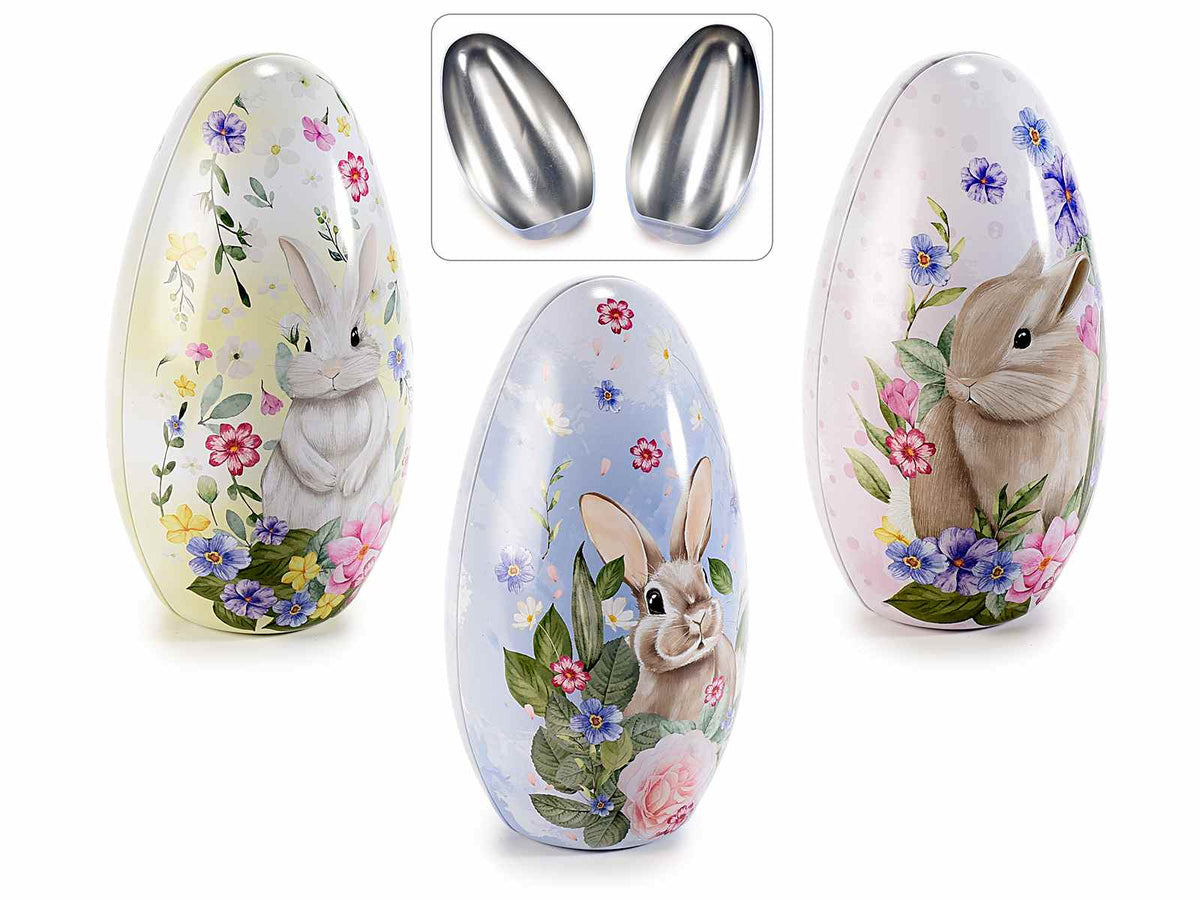 Uova di Pasqua regalo apribili in metallo ad uso alimentare da appoggiare, set da 6 pezzi, Ø 9,5 cm x 18,5 H