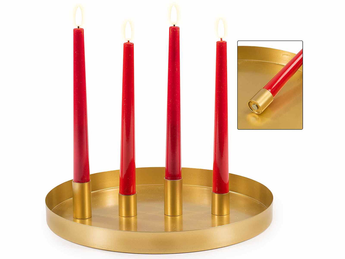 Centrotavola di Natale con 4 candele magnetiche con fiamma a LED su vassoio, Ø 31 cm x 31 H