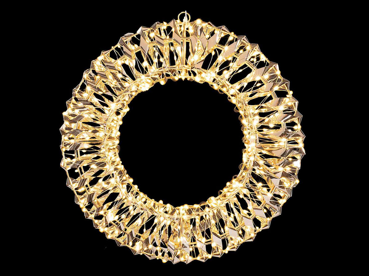 Ghirlanda a corona luminosa natalizia con luci LED bianco caldo, realizzata, Ø 40 cm