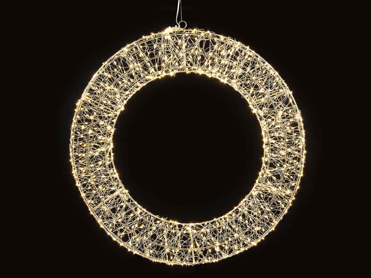 Corone luminose, luminarie a ghirlanda in metallo, 960 luci LED bianco caldo, Ø 60 cm