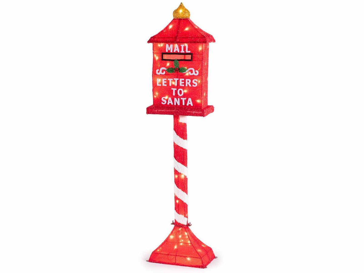 Cassetta delle lettere di Babbo Natale Letters To Santa con anima in metallo, cm 30 x 18 x 130 H