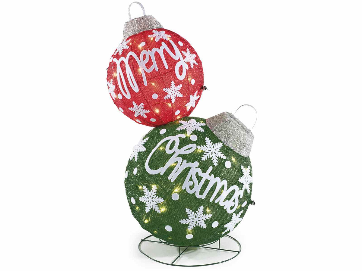 Decoro di Natale luminoso a forma di palline di Natale giganti con anima, cm 55 x 45 x 85 H