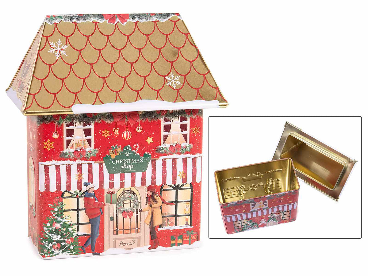 Scatole regalo per alimentari di Natale a forma di casetta natalizia realizzate, set da 6 pezzi, cm 15,5 x 9 x 18 H