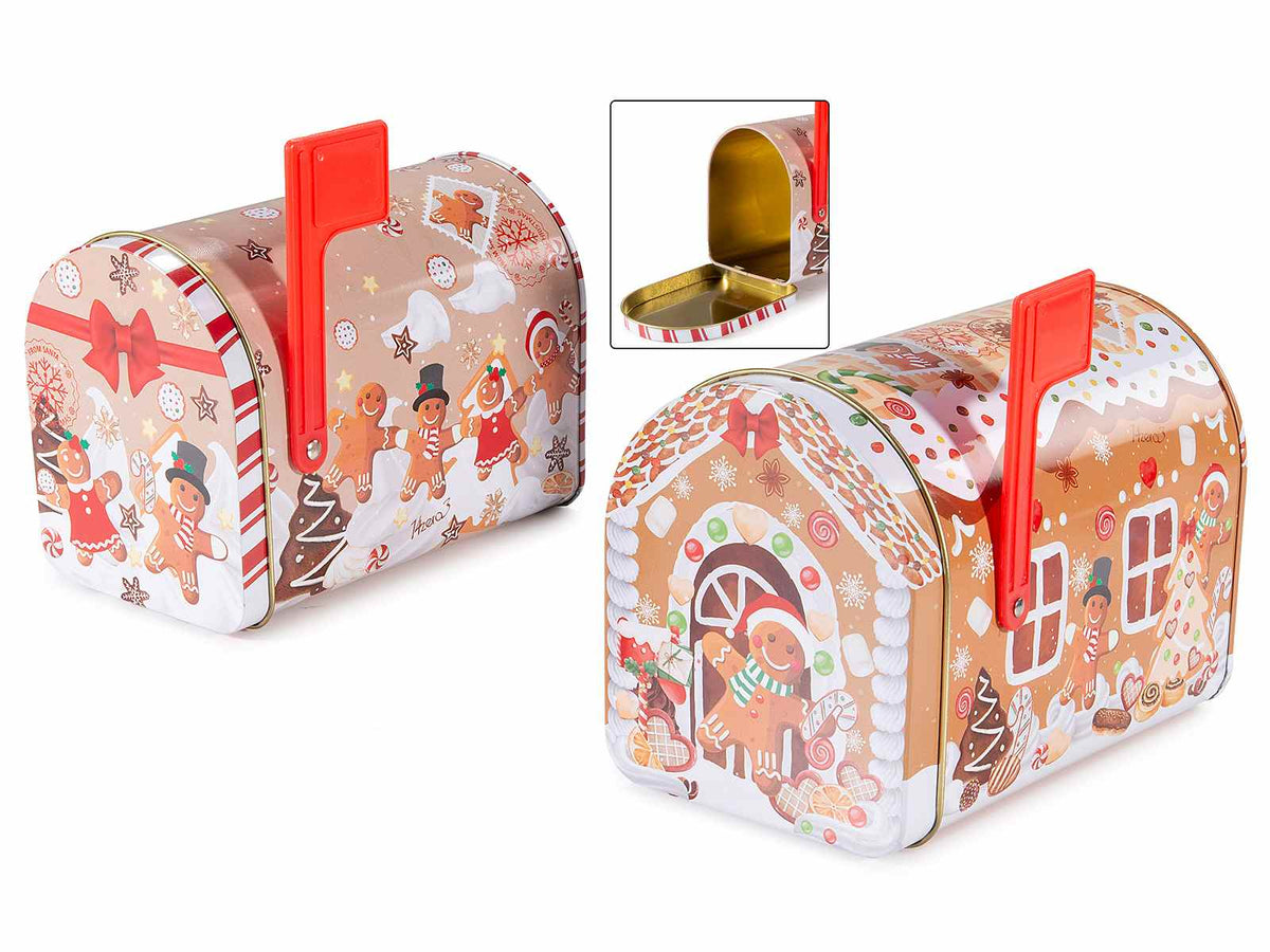 Portalettere / mailbox a scatola regalo realizzata in metallo con decorazioni, set da 8 pezzi, Grande: 15,5 x 9,5 x 11,5 H