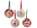 Palline / sfere regalo di Natale in metallo apribili da appendere, set da 12 pezzi, Ø 9 cm