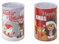 Salvadanai Natale in metallo con decori con soggetti natalizi e scritte, set da 12 pezzi, Ø 8 cm x 12 H