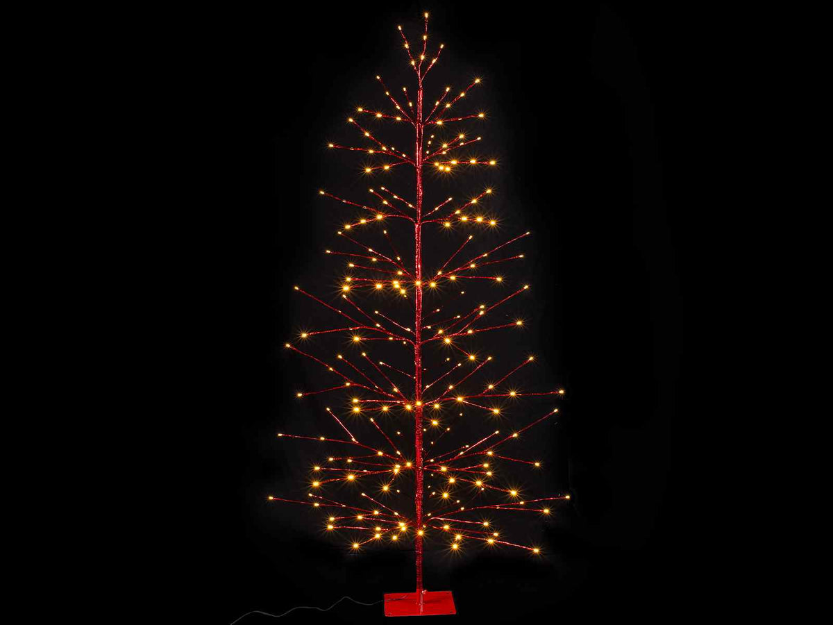 Alberi rossi luminosi da 1,80 metri con 232 lucine LED bianco caldo e 107 rami, M 1,80 H