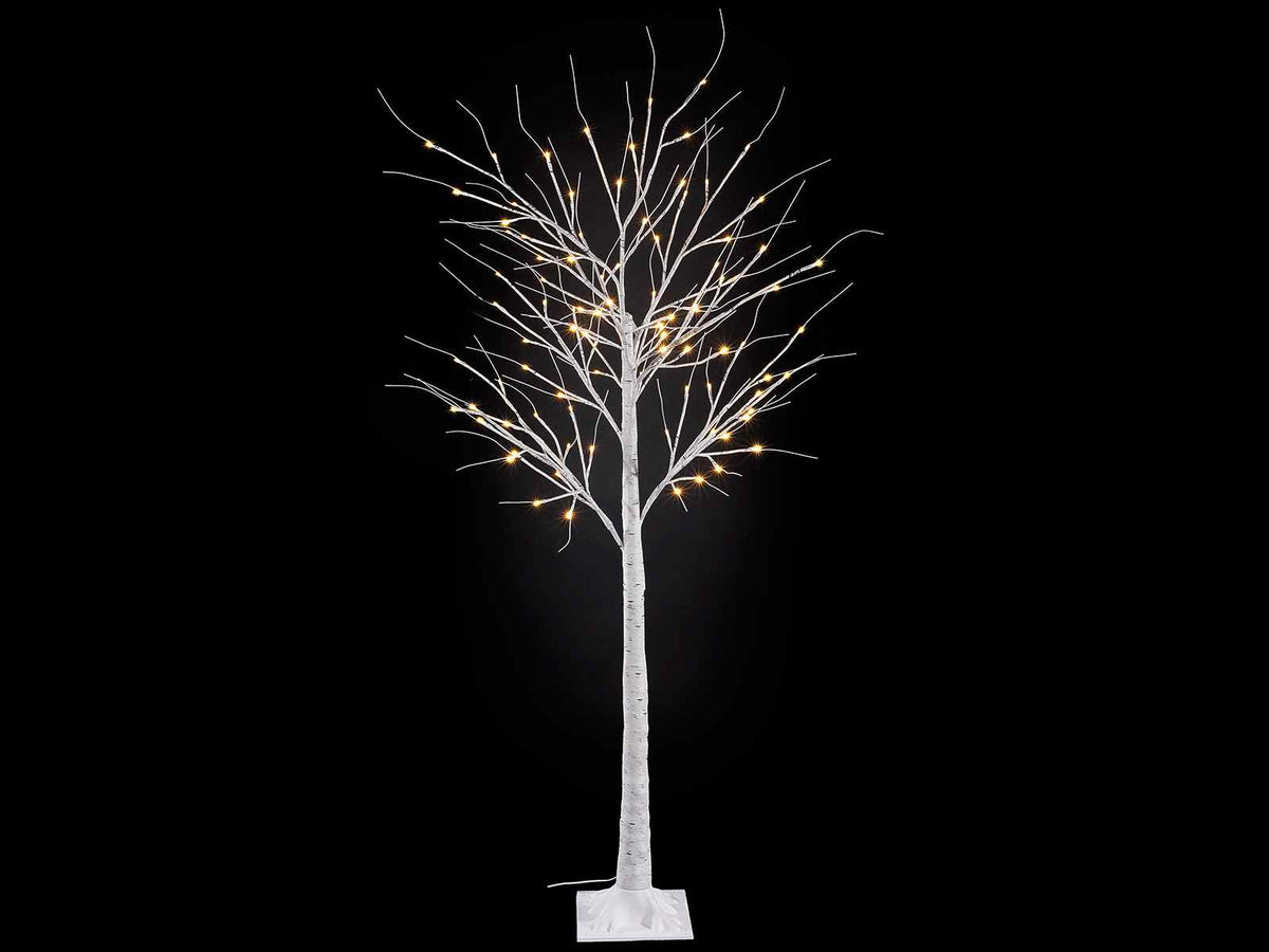 Albero di Natale luminoso effetto betulla m 1,60 H con 96 luci LED bianco caldo, M 1,60 H