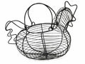 Cestini a forma di gallina in metallo nero con doppi manici, set da 4 pezzi, cm 28 x 19 x 19 H