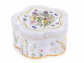 Scatole / contenitori alimentari in metallo a forma di fiore con decori floreali, set da 6 pezzi, cm 12,5 x 12,5 x 6 H