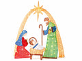 Presepe / Sacra Famiglia con capanna, stella e luci LED con anima in metallo, Capanna: cm 120x30x145 H