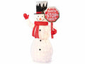 Pupazzi di Neve luminosi con cartello Santa Stop Here, luci LED e anima, cm 97 x 35 x 150 H