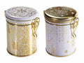 Barattoli natalizi in metallo adatti al contatto con alimenti con chiusura, set da 6 pezzi, cm 11,5 x 9 x 12 H