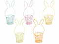 Cestini a secchiello di Pasqua in metallo colorato lavorato e manico, set da 10 pezzi, Ø 6 cm x 6 H (con manico17,5)