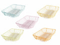 Cestini / vassoi rettangolari in metallo a maglia colorata, set da 5 pezzi, cm 18 x 25 x 5,5 H