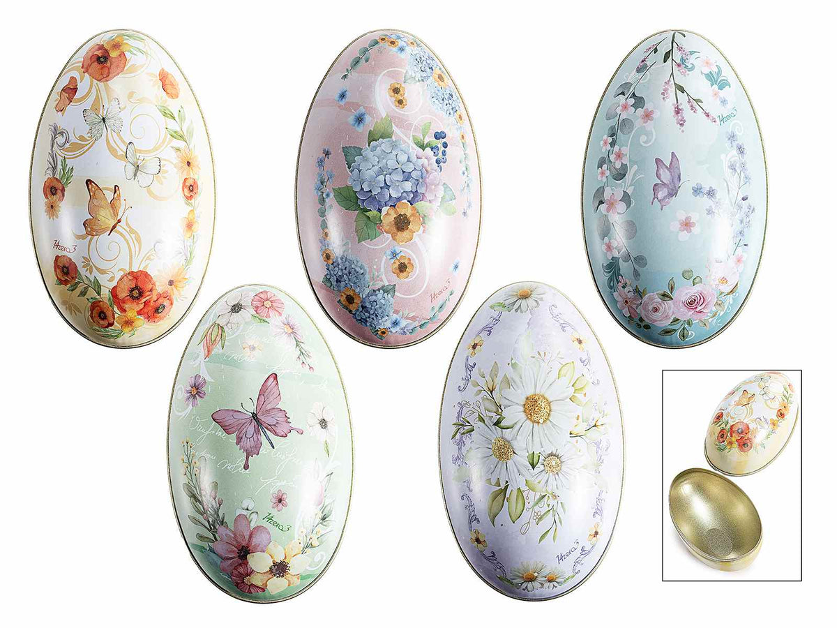 Uova di Pasqua apribili in metallo ad uso alimentare con decorazioni floreali, set da 10 pezzi, cm 6,5 x 7 x 11 H