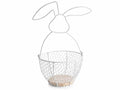 Cestini / fruttiera pasquale in metallo bianco con manico a coniglio estraibile, set da 3 pezzi, Ø 17 cm x 31,5 H