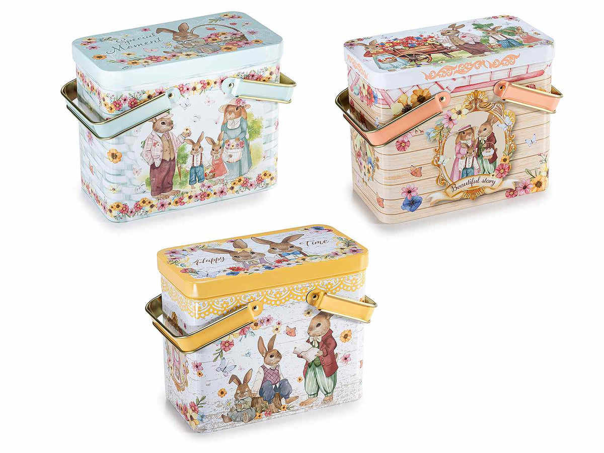 Scatoline a cestino adatte al contatto alimentare in metallo con manici, set da 6 pezzi, cm15x8x12,5H (con manici16)