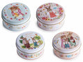 Scatole in metallo tondo con stampa coniglietti pasquali, ideali, set da 16 pezzi, Ø 10 cm x 4,5 H