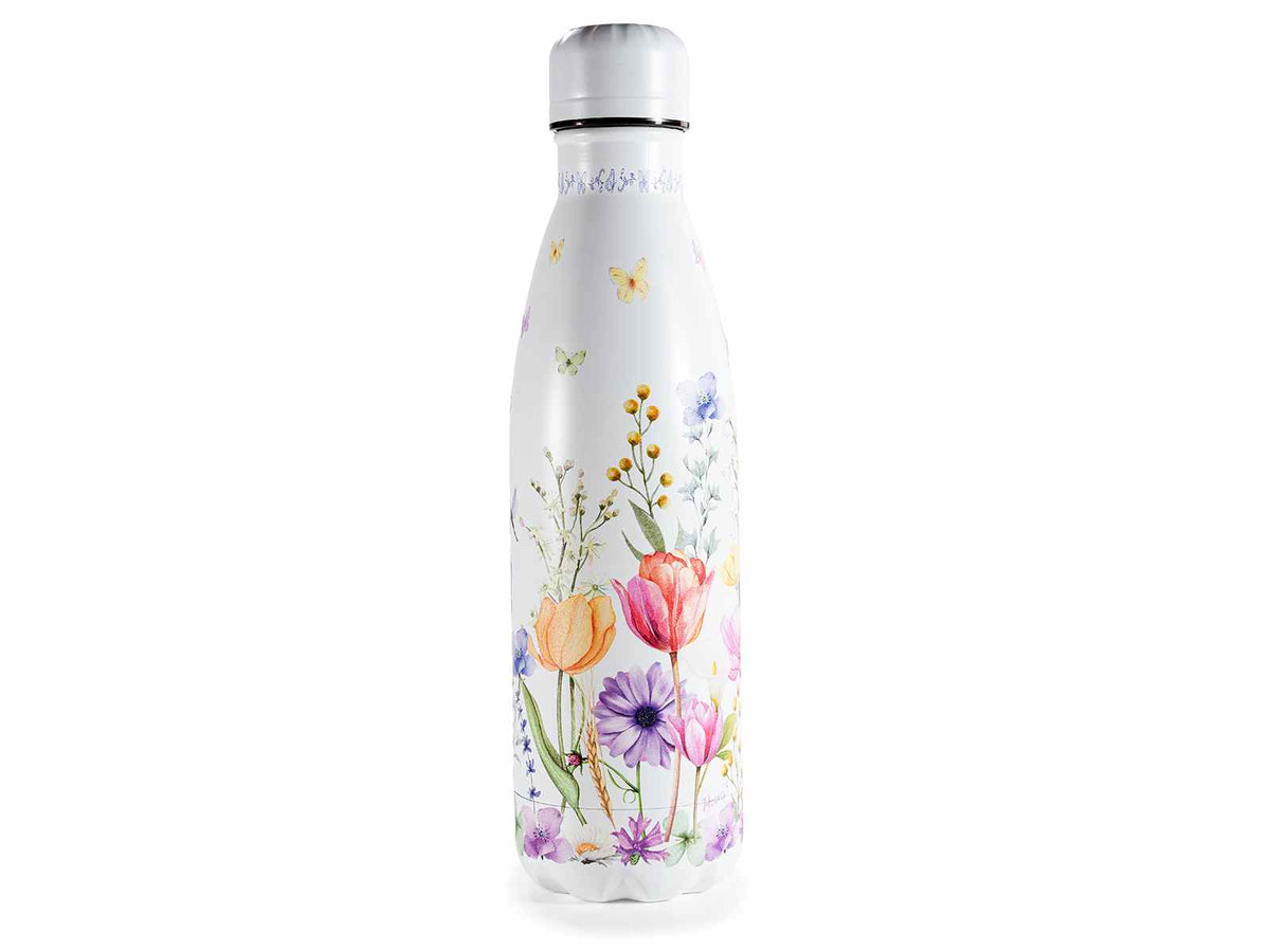 Bottiglie termiche / borracce in acciaio inox da 550ml con design floreale, set da 3 pezzi, Ø 7 cm x 26 H
