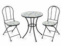 Tavolo e 2 sedie giardino in metallo e ceramica decorata floreale, ideale, Tavolo: Ø 60 cm x 70 H